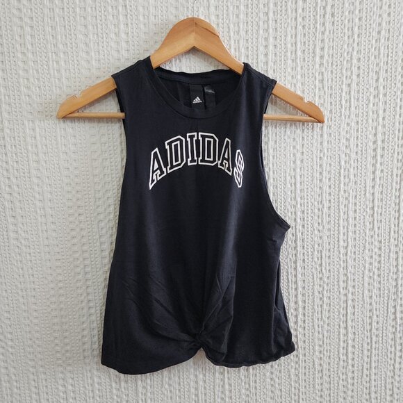 Adidas Performance Knot Twist Front Tank Top Muscle Tee in Black Size Small - Picture 1 of 12
